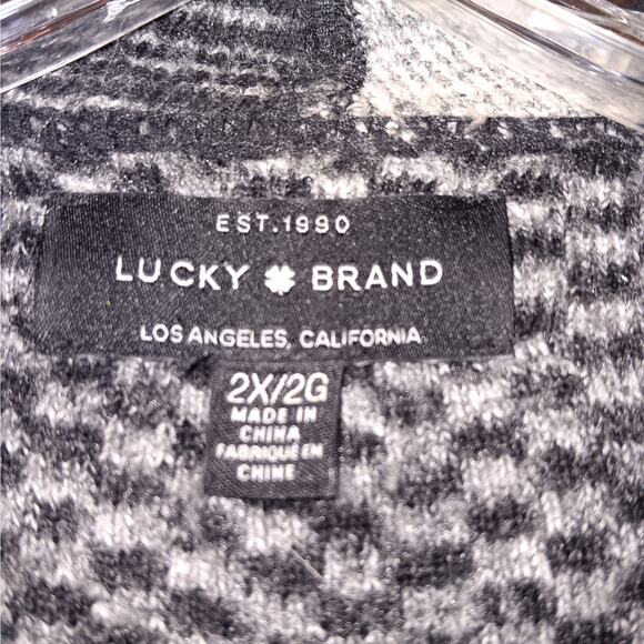 EUC Lucky Brand 2X Gray Black Waterfall Style Cardigan NICE! - Picture 3 of 4